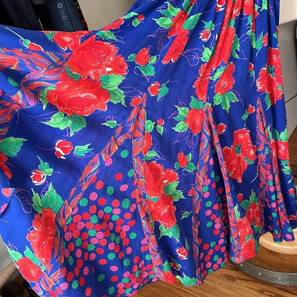 Vintage 80s ASSORTI‎ for Susan Freiss Dress MIDI Floral Cottagecore, Size XS - Picture 14 of 16